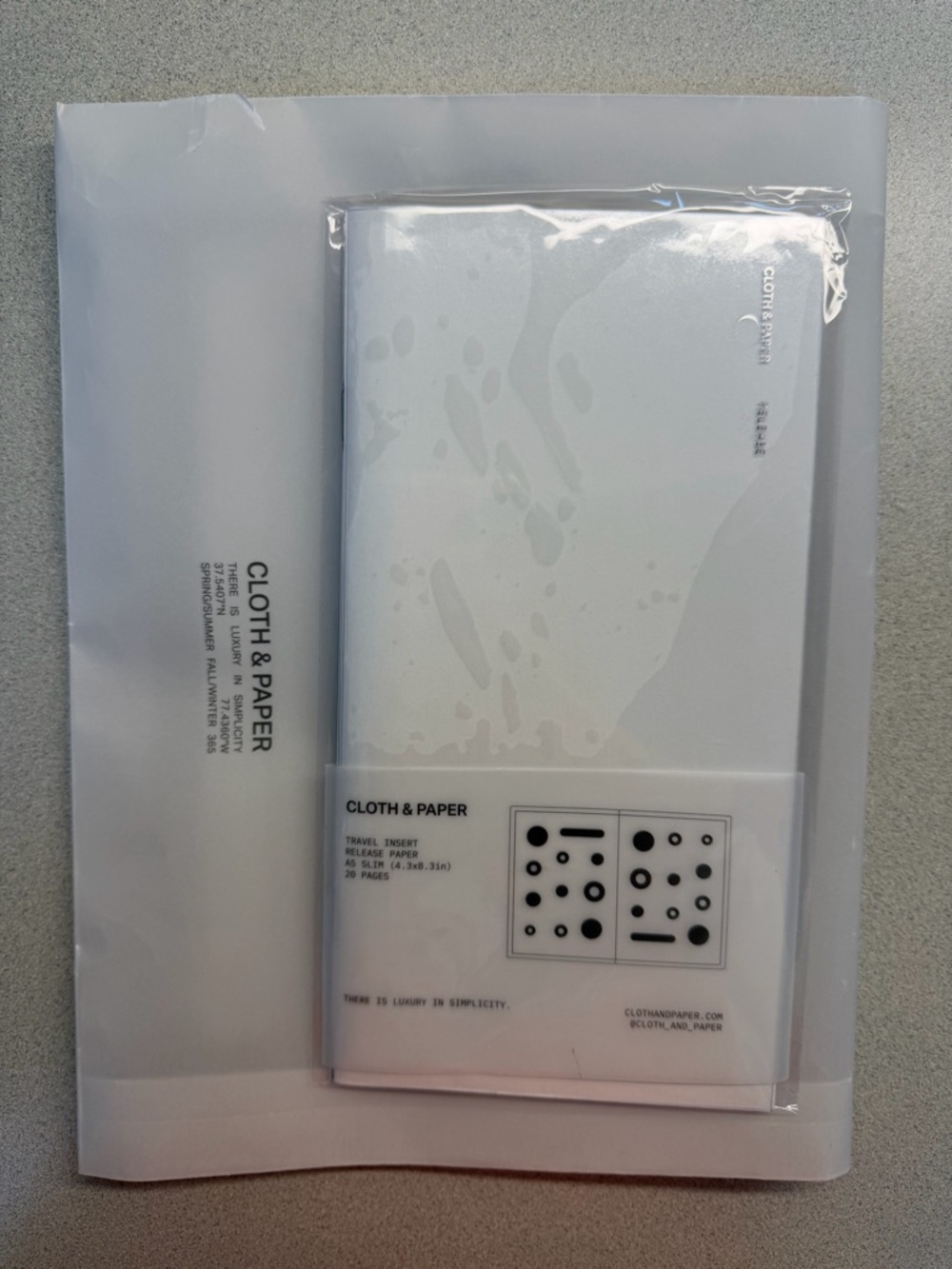 Cloth & Paper Travel Insert Release Paper